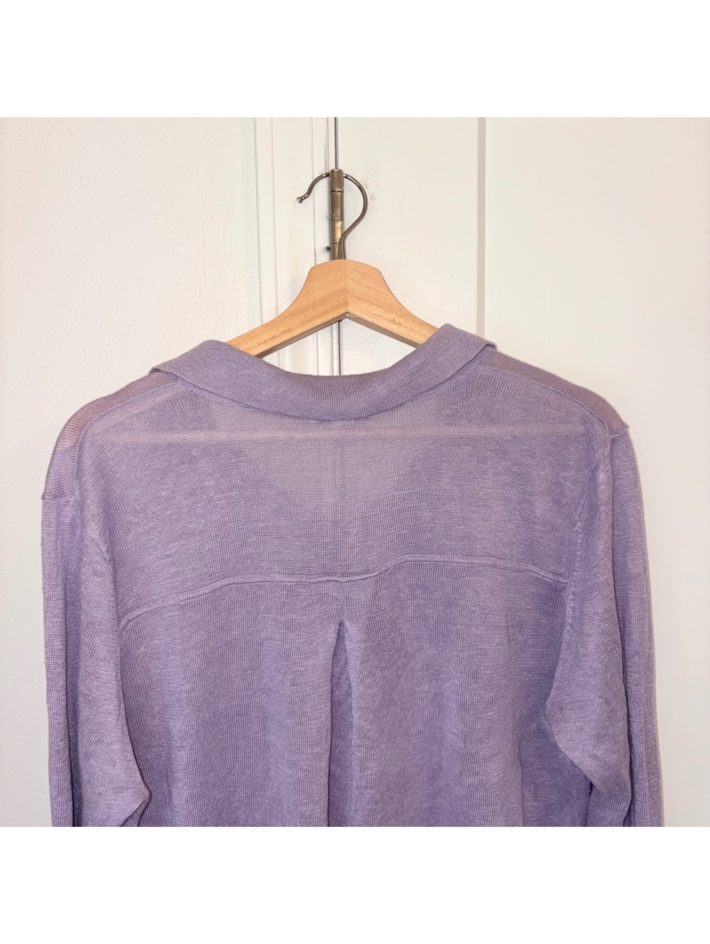 Belford $228 100% linen Woman’s XL Labender collared V neck sweater size XL - Picture 3 of 7